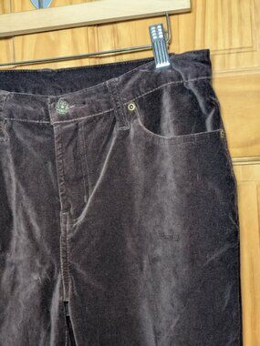 Women's DG2 Diane Gilman Velvet Pants 10P Brown Petite Stretch Jeans